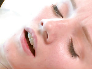 Spraying Her Pretty Teenage Face With A Hot Cumshot