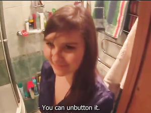 Perky Tits Teen Fucked Hard In His Bathroom