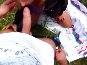 Blowjob In The Grass From A Total Slut