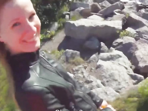 Sexy Public BJ From A Blonde In A Leather Jacket